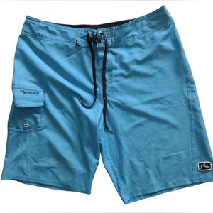 Rusty All Day Pro Blue Pinstripe Board Shorts Men's 34 EUC